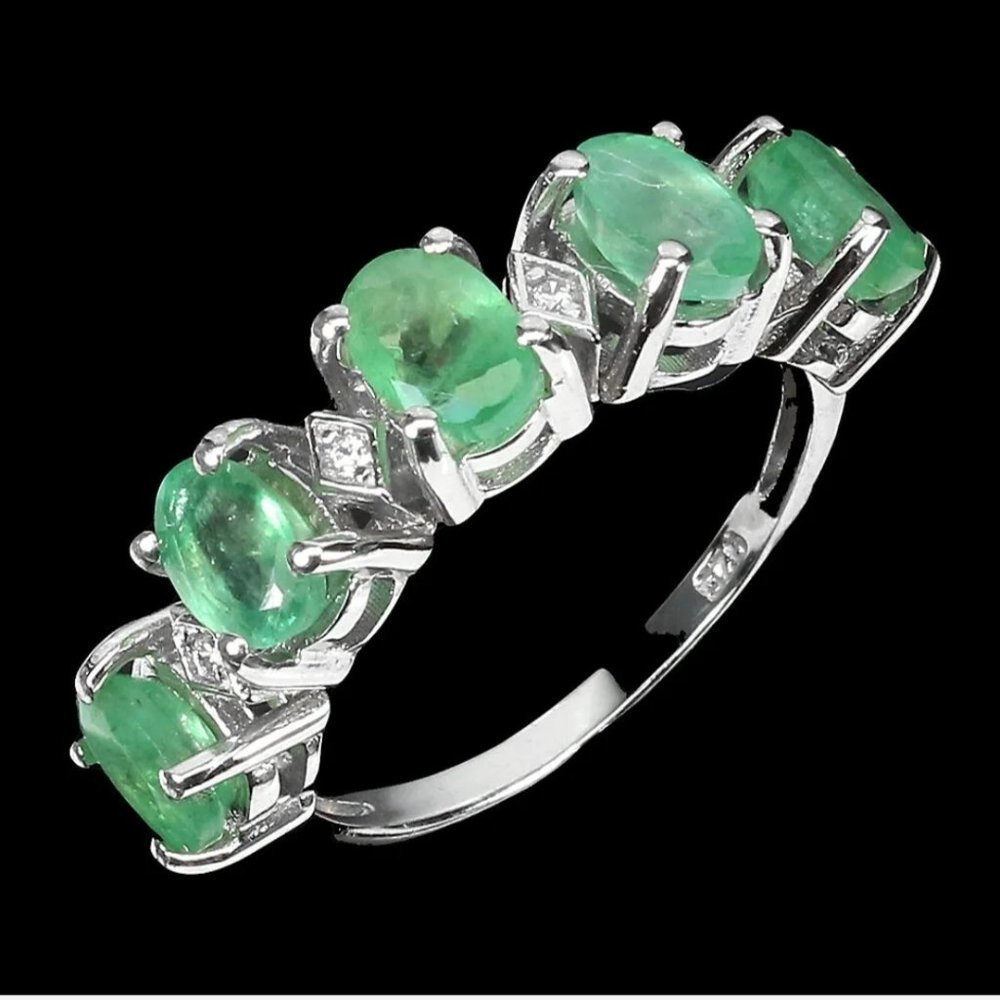 Emerald Ring, Gemstone Eternity Ring, May Birthst… - image 1